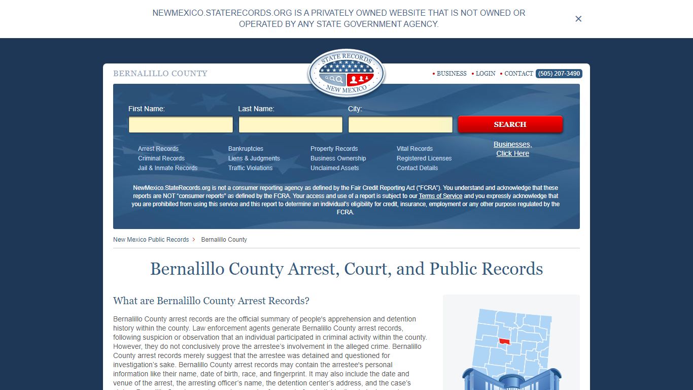 Bernalillo County Arrest, Court, and Public Records